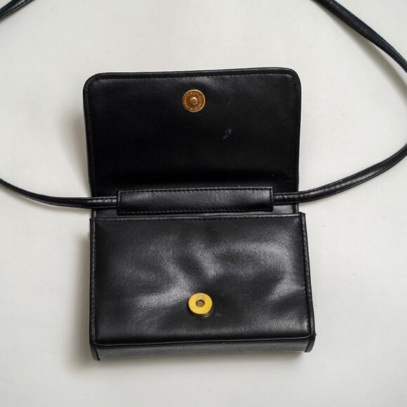 Vintage Whiting & Davis Black Leather And Chainmail Crossbody Bag - Picture 4 of 12